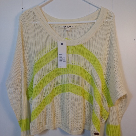 Nwt Roxy yellow striped sweater size medium - Picture 8 of 8